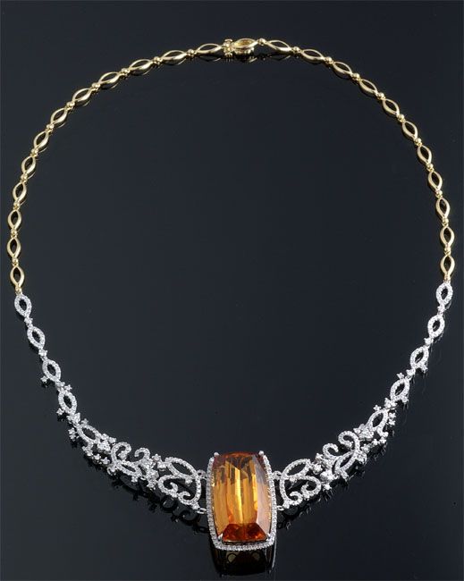 Imperial Topaz & Diamond Necklace