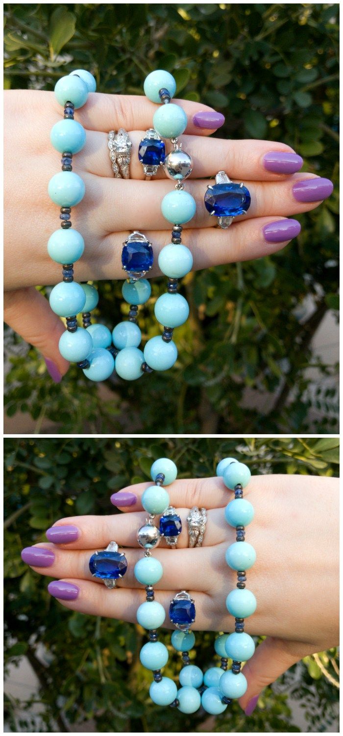 Stunning Persian turquoise beads and blue sapphire rings from Inner Circle Fine ...