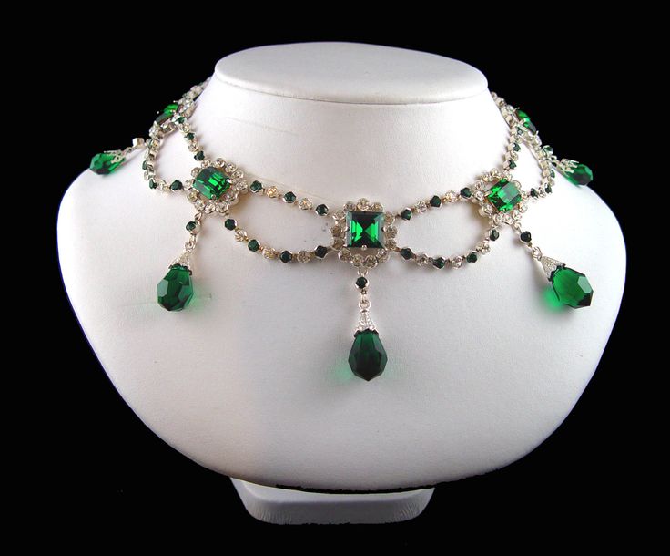 The emerald and diamond necklace which has matching earrings formed part of the ...