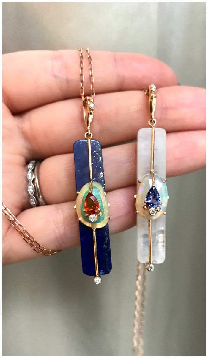 Two beautiful gemstone pendants by Loriann Jewelry.