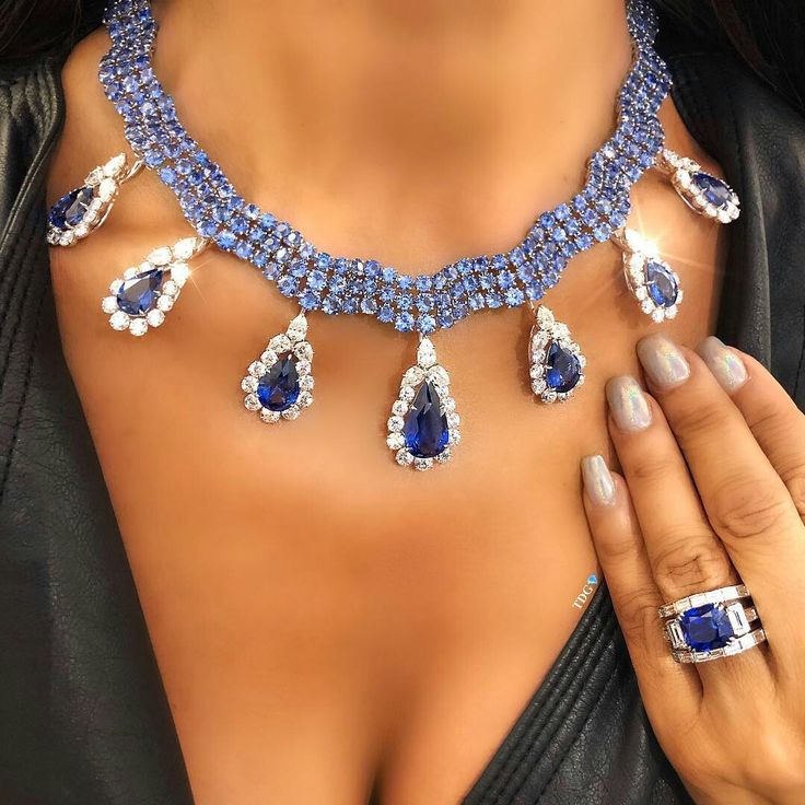 True blue baby I love you!!! By @maisontabbah , a sapphire and diamond necklace ...