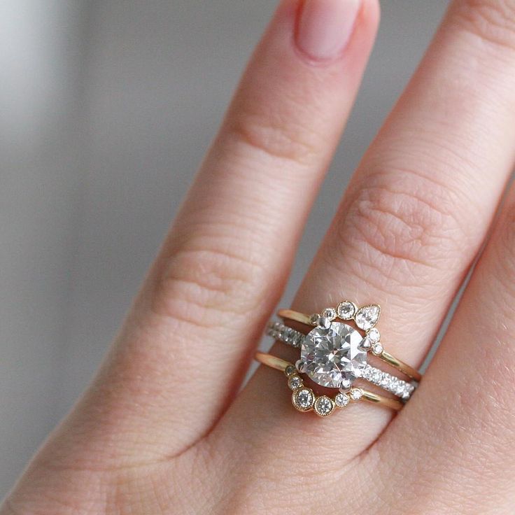 Our livi & lotta bands pair perfectly with kristens custom engagement ring! #kat...