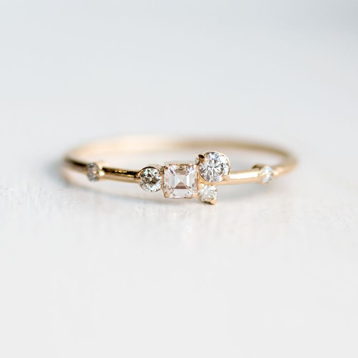 Pinch of sugar mini cluster ring in solid 14k yellow gold by Melanie Casey