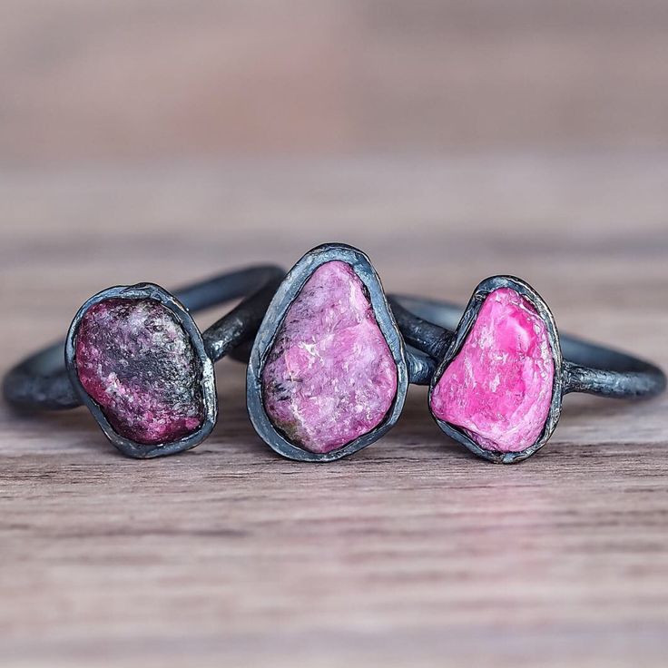 Raw Ruby and Oxidised Sterling Silver Ring || Available in our 'Gems and Stones'...