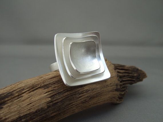 Square Domed Sterling Silver Statement Ring
