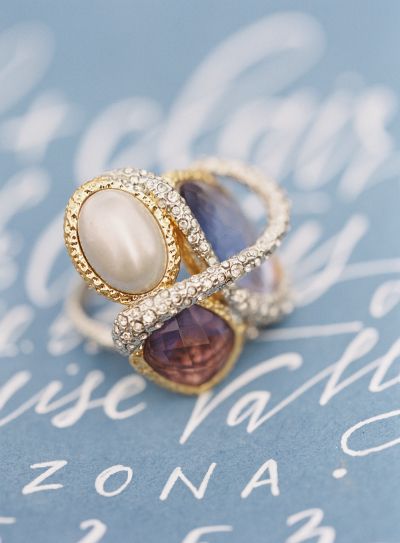 Amethyst and pearl engagement ring: www.stylemepretty... Photography: Brett Heid...