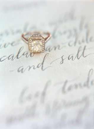 Calligraphy and vintage ring | Laura Murray Photography | see more on: burnettsb...