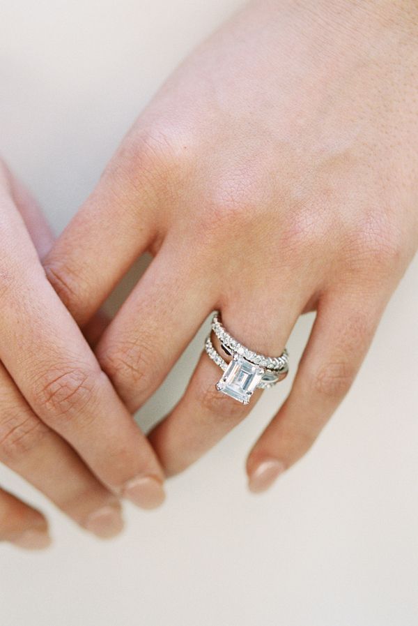 Emerald Cut Engagement Ring with a Diamond Band | Allen Tsai Photography | heywe...