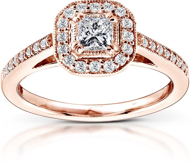 Kobelli Jewelry 0.54 CT TW Diamond 14K Rose Gold Engagement Ring