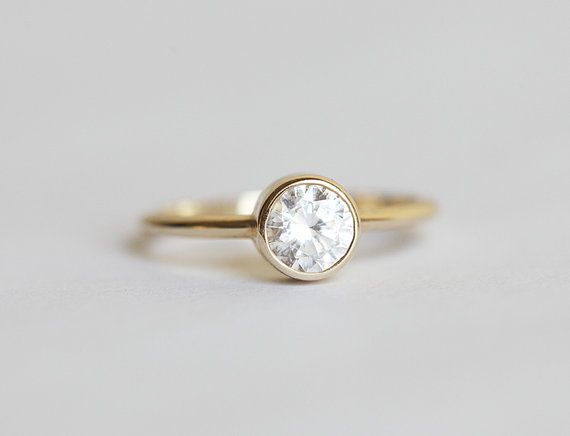 Modern solitaire engagement ring
