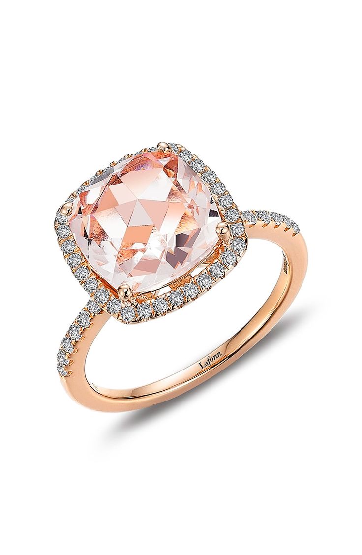 Rose Gold Classic Square Halo Ring