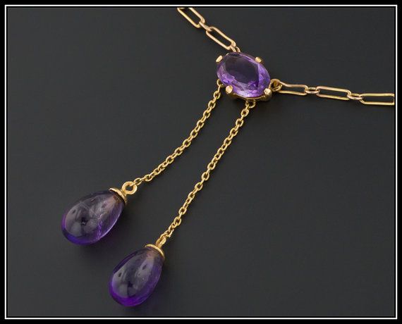 Amethyst and gold necklace.