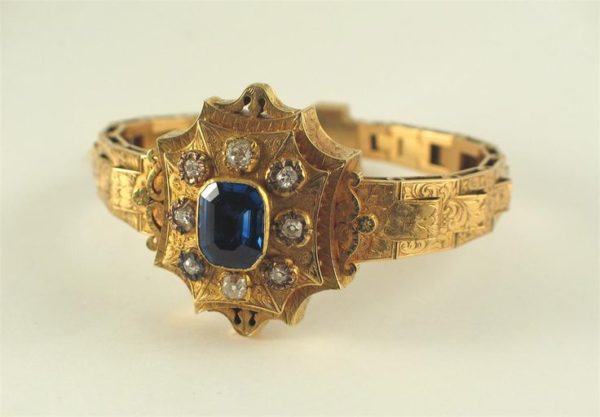 Bracelets : A 19th century sapphire and diamond gold bracelet, the ...