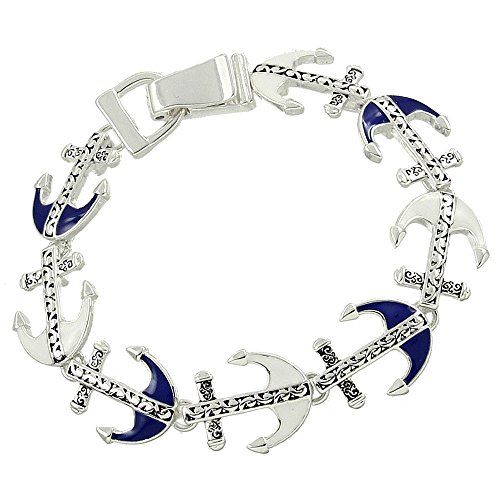 Anchor Charm Bracelet BZ White Blue Luxury Plated Magneti... www.amazon.com/...