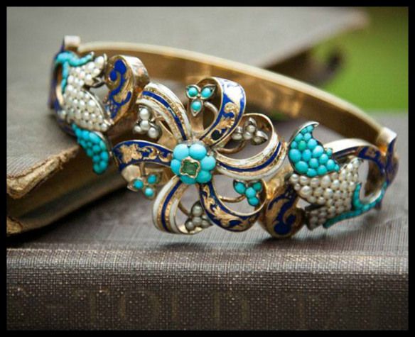 Antique turquoise and enamel bracelet from Trademark Antiques