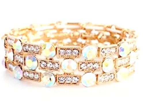 Aurora Borealis Stretch Bracelet BT Round Crystal Gold To... www.amazon.com/...