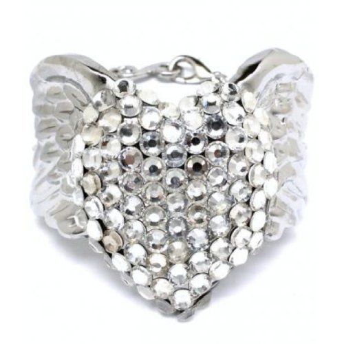 BIG Heart Wings Cuff Bracelet Clear Crystal HOT Bangle NE... www.amazon.com/...