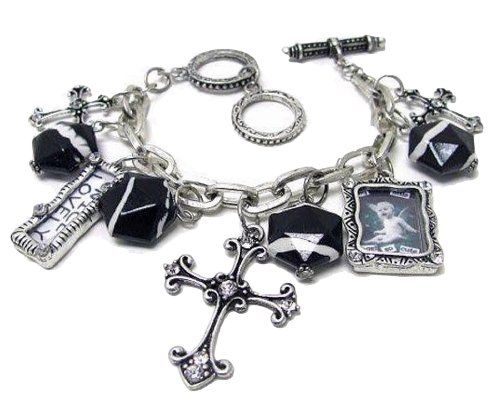 Charm Bracelet D5 Zebra Cross Picture Frame Black Crystal... www.amazon.com/...