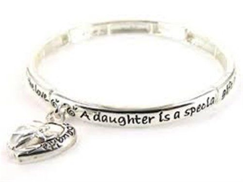Daughter Blessing Stretch Bracelet D3 Heart Love Silver T... www.amazon.com/...