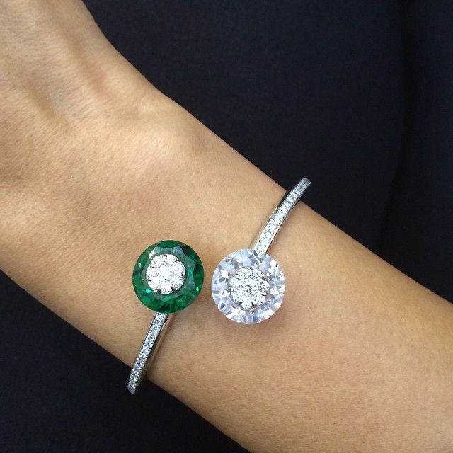 Diamond & Emerald Bangle by La Reina #Bjc #Jewelleryarabia2014