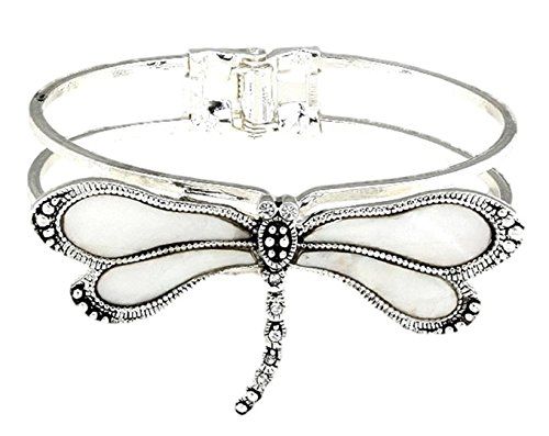 Dragonfly Hinged Bracelet D4 Mother of Pearl Clear Crysta... www.amazon.com/...