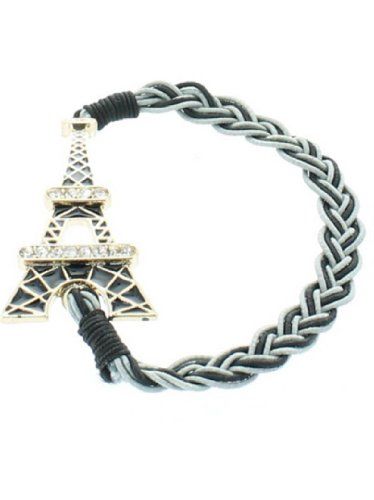 Eiffel Tower Bracelet R10 Black Gray Braided Stretch Band... www.amazon.com/...