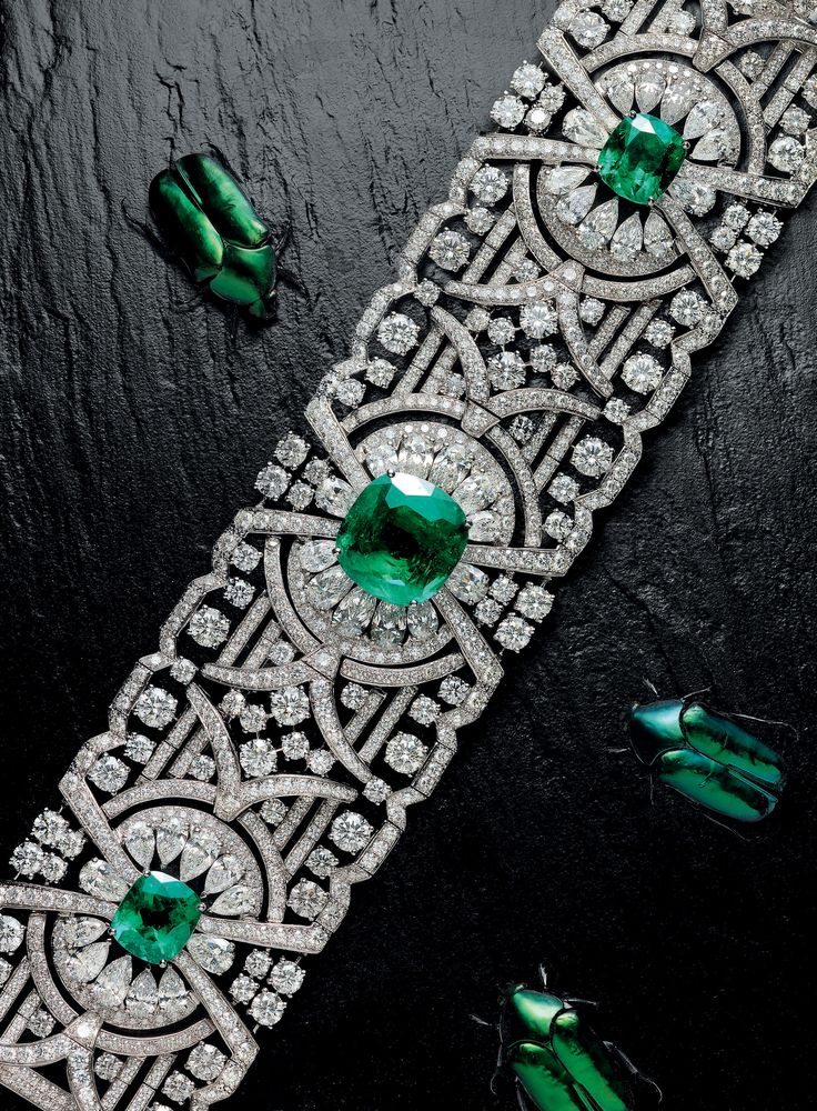 Emerald and diamond bracelet.