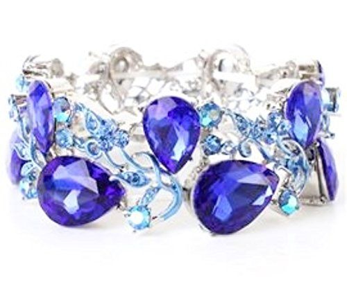 Fancy Blue Stretch Bracelet BR Round Teardrop Crystal Gla... www.amazon.com/...