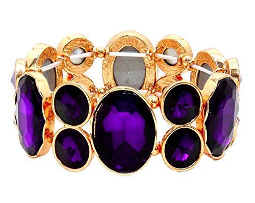 Fancy Purple Bracelet BP Oval Round Crystal Glass Stones ... www.amazon.com/...