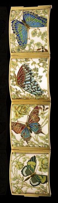 Frosted glass, enamel and gold butterfly bracelet, by Hancocks & Co, circa 1905.