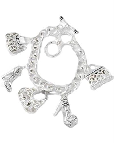 Handbag Shoe Charm Bracelet C31 Filigree Chunky Silver To... www.amazon.com/...