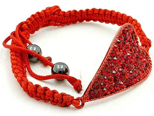 Heart Bracelet Red Crystal C01 Bead Cord Adjustable Recyc... www.amazon.com/...
