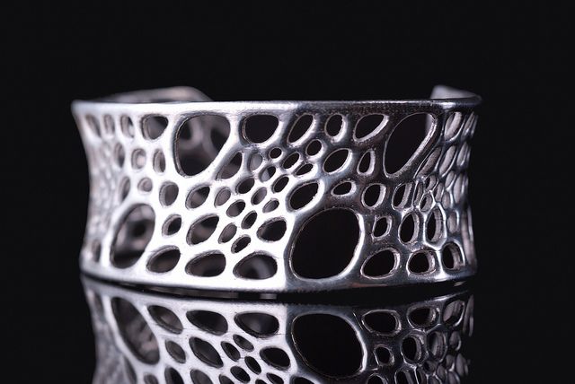 Bamboo Cuff - sterling silver 3d printing