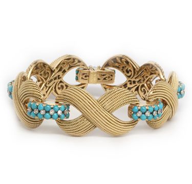 Cartier | A Turquoise, Diamond and Gold Bracelet, by Cartier