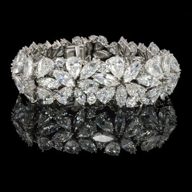 HARRY WINSTON, New York, c1970, Marquise, pear & round diamond Abstract bracelet...