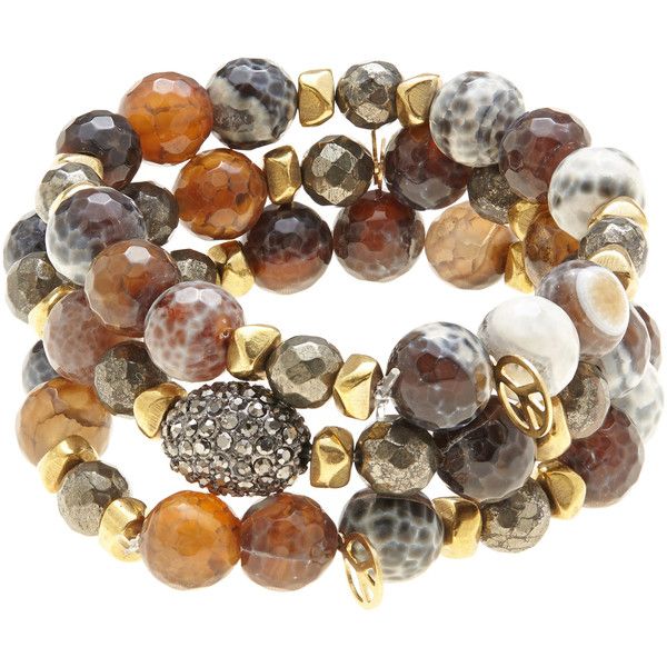 HIPCHIK COUTURE Rebecca Agate Bead Bracelet Set ($150) ❤ liked on Polyvore fea...