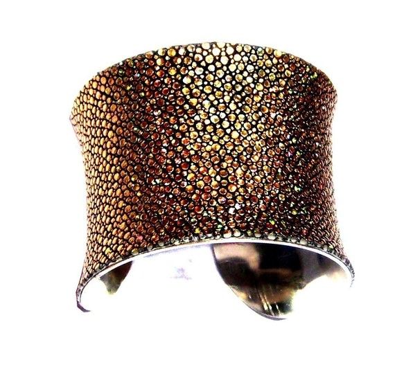 Metallic Gold Stingray Leather Cuff Bracelet  by by UNEARTHED, $85.00