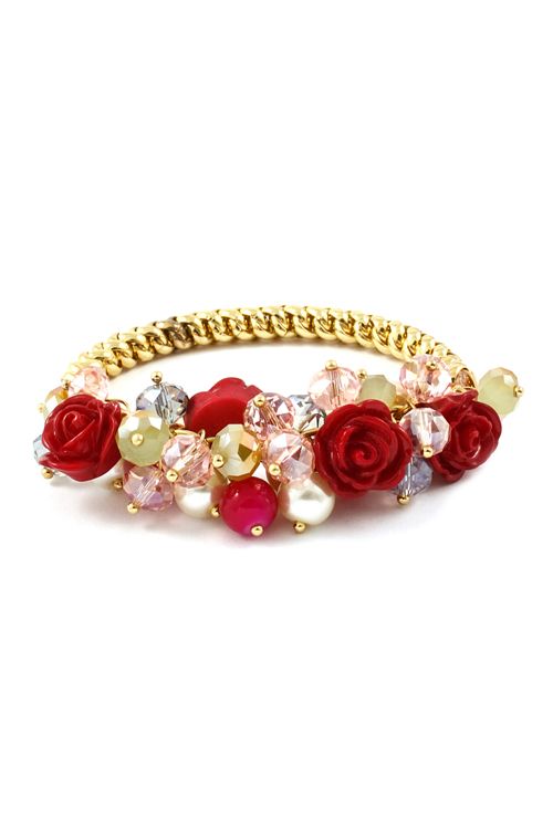 Red Rose Crystal Cluster Bracelet on Emma Stine Limited