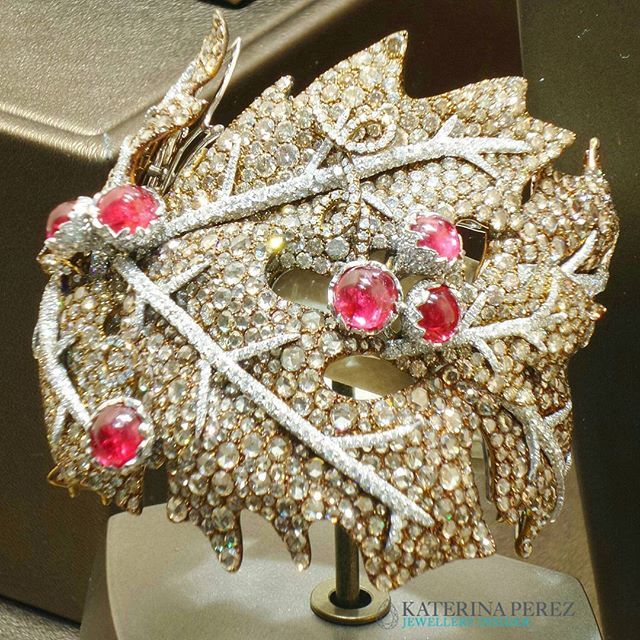 Rose cut #diamond and #ruby #cuff #bracelet by @busattimilano which was on displ...