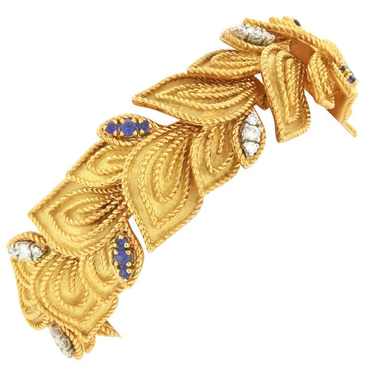 Sapphire Diamond Fifties Bracelet | From a unique collection of vintage more bra...