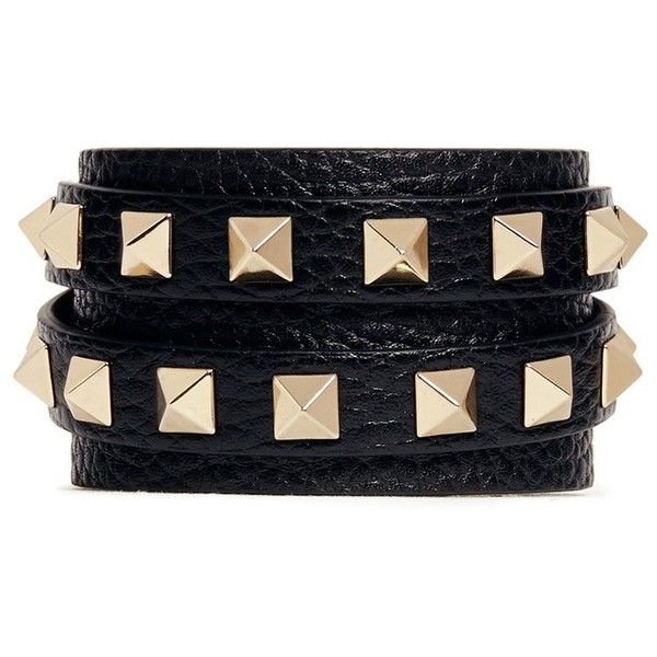Valentino 'Rockstud' double wrap leather bracelet found on Polyvore