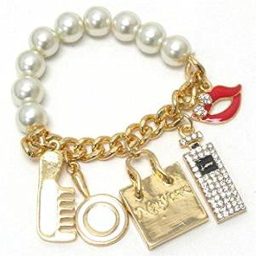 Ladies Charm Bracelet Stretch C43 Lips Handbag Mirror, Co... www.amazon.com/...