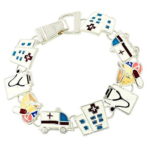 Medical Profession Charm Bracelet Z39 Magnetic Clasp Silver Tone Recyclebabe Bra...
