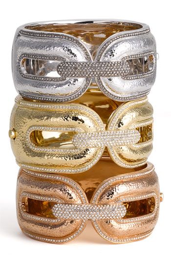 NADRI | 'Hammered Pavé' Wide Hinged Cuff |= (ACCESSORIES SHOW)