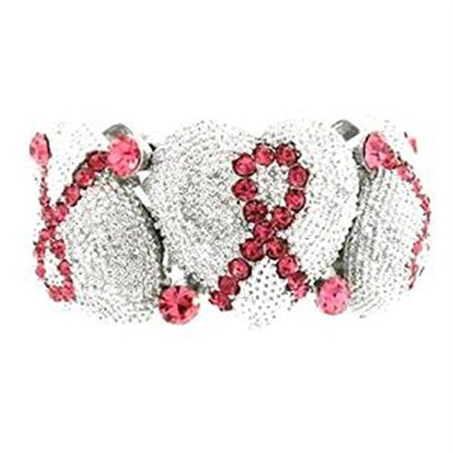 Pink Ribbon Heart Stretch Bracelet G7 D1 Pave Crystal Loo... a.co/g7Q4DgD