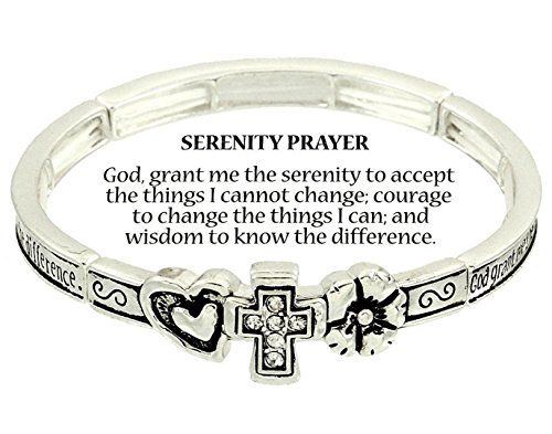 Serenity Prayer Stretch Bracelet H6 Clear Crystal Heart F... www.amazon.com/...