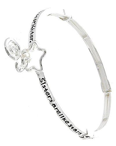 Sister Stretch Charm Bracelet Z10 Star Moon Silver Tone F... www.amazon.com/...