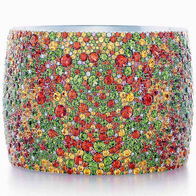 TIFFANY & CO. The Seurat Bangle composed in 18k white gold with spessartites, ts...