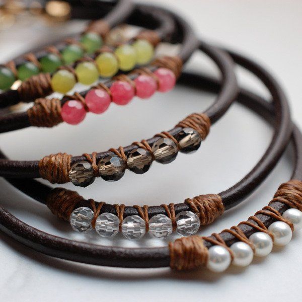 5 Perfect Gems Leather Bracelet | Wallin & Buerkle