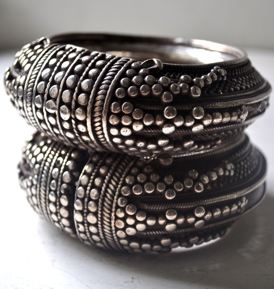 India | Granulated bangles with large size granules from Madhya Pradesh. ca. lat...